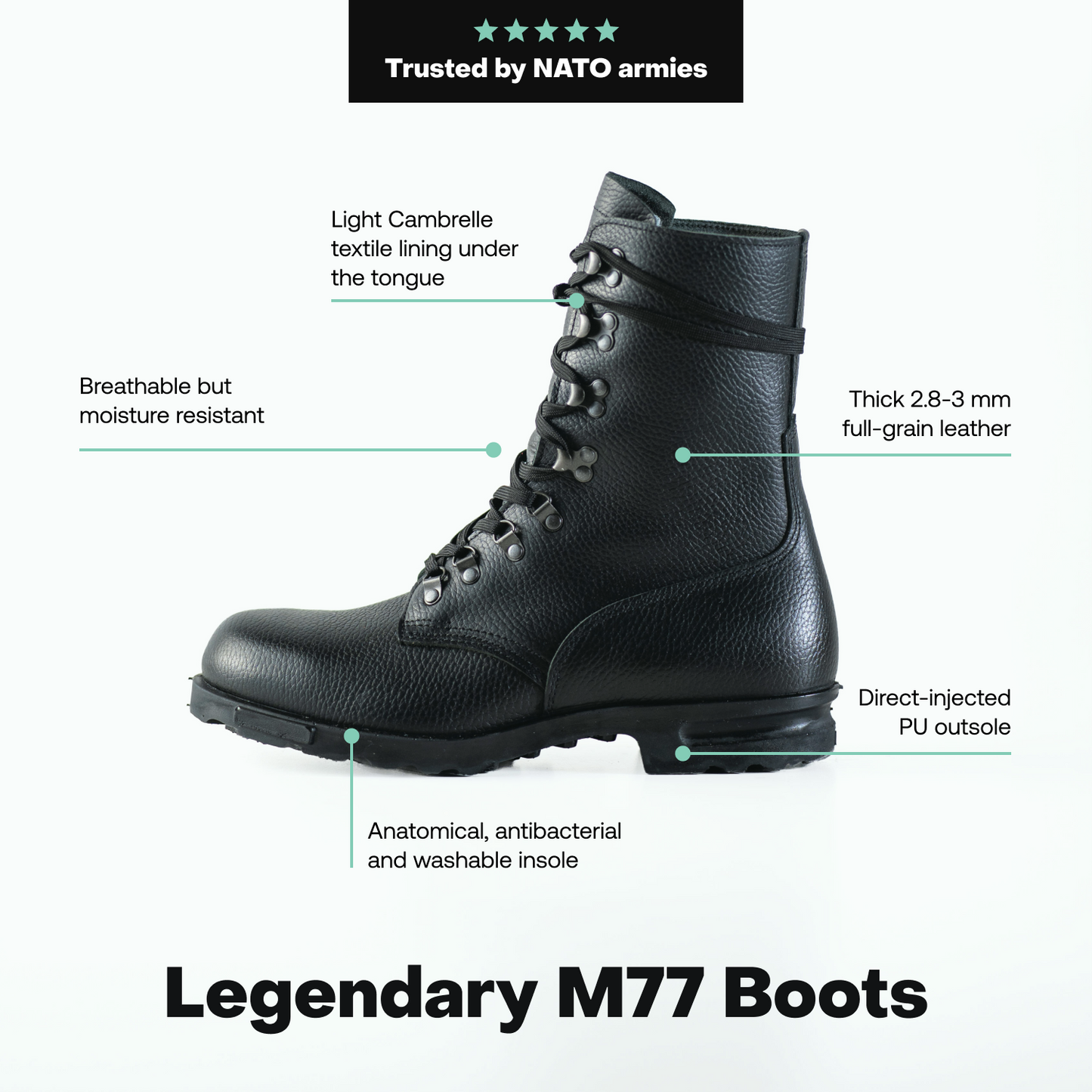 M77 Boots Classic, Norwegian Military Combat Boots by Samelin